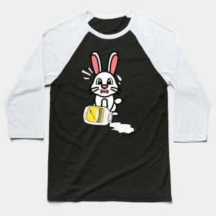 Funny bunny spilled a jar of mayonnaise Baseball T-Shirt